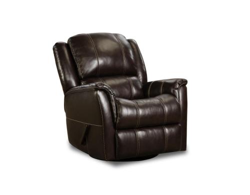 Homestretch #188 - Walnut : LEATHER Swivel Glider Rocking Recliner 