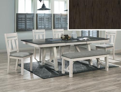Crownmark #2158CG - Dining Table W/ 4 Chairs & Bench (self-storing leaf) (Chalk Grey/White)