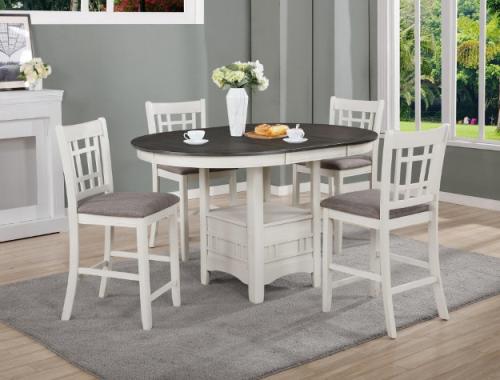 Crownmark #2795CG - Counter Height Table W/ 4 Chairs (Chalk Grey/White)