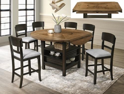 Crownmark #2848 - Counter Height Kitchen Table / 4 Chairs (Brown/Black) 