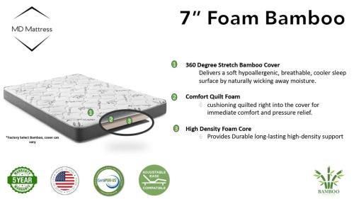 Bamboo Foam Mattress - (AVAILABLE IN TWIN, FULL, AND QUEEN)