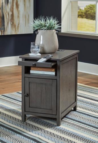 Happy Homes - Dark Grey End Table (With plug in/USB port) 