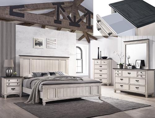 Crownmark #9100 - Bedroom Set - Light Grey (Available in Queen and King)
