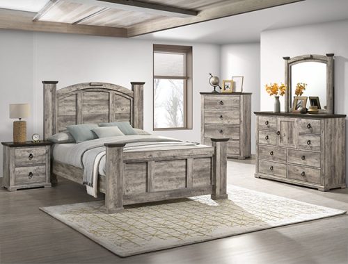 Crownmark #6840 Bedroom Set - Antique Gray (Available in Queen & King) 