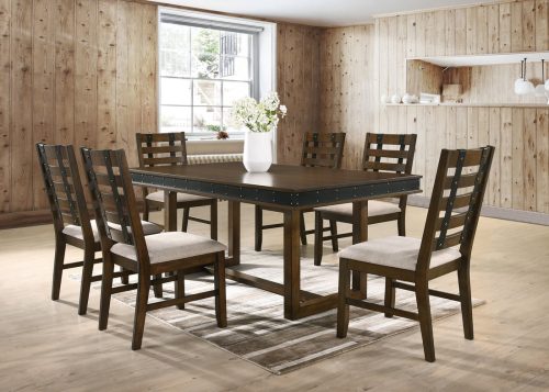 Happy Homes - Chicago- Table  6 Chairs (Brown) 