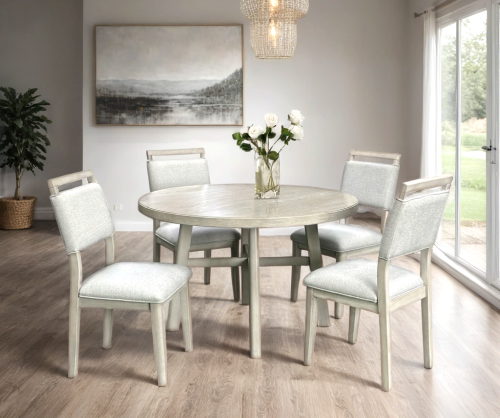 Happy Homes D2400 - Dining Table 4 Chairs (White)