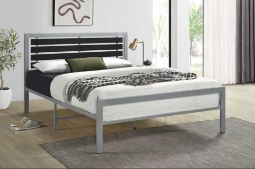 Silver/Black Metal Platform Bed Available in Twin and Full