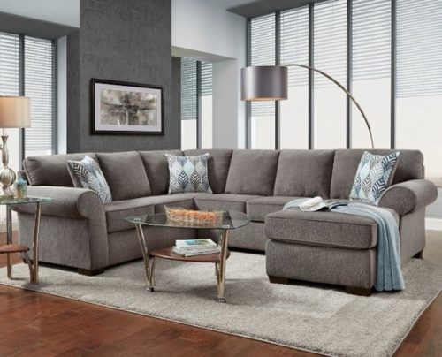 Affordable Furniture #3050 - Stationary Sectional (Charisma Smoke)