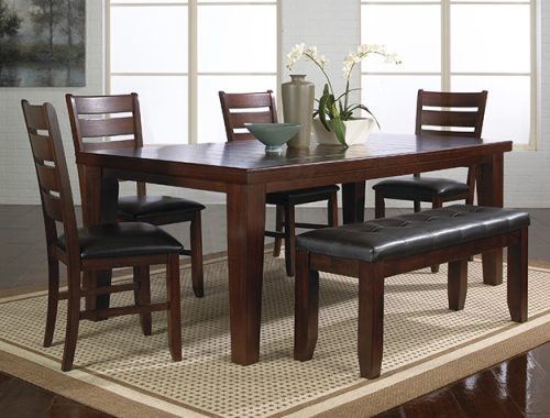 Crownmark #2152 - Dining Table W/ 4 Chairs & Bench (Dark Brown/Black) 